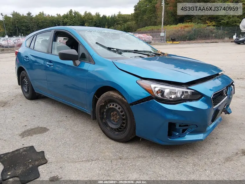 SUBARU IMPREZA 2018, VIN 4S3GTAA6XJ3740959