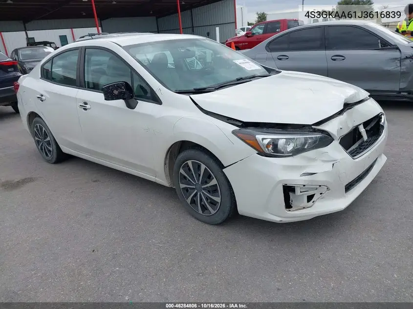 SUBARU IMPREZA 2018, VIN 4S3GKAA61J3616839