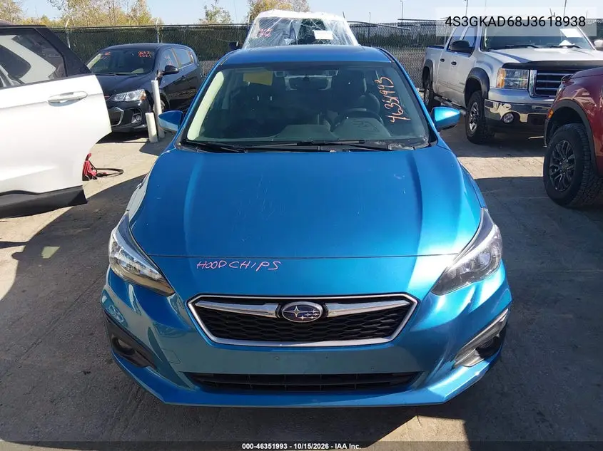 2018 SUBARU IMPREZA VIN 4S3GKAD68J3618938 — фото 12