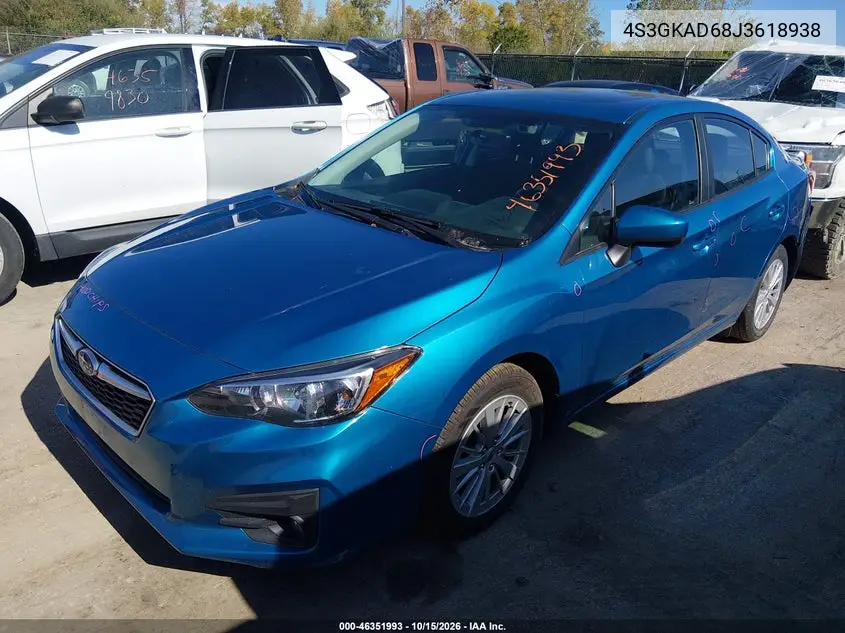 2018 SUBARU IMPREZA VIN 4S3GKAD68J3618938 — фото 2