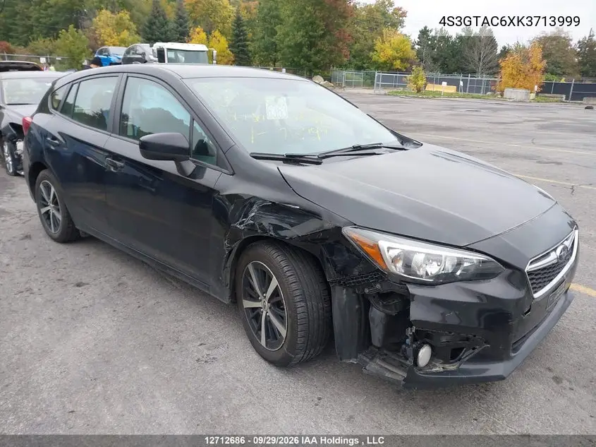 SUBARU IMPREZA 2019, VIN 4S3GTAC6XK3713999