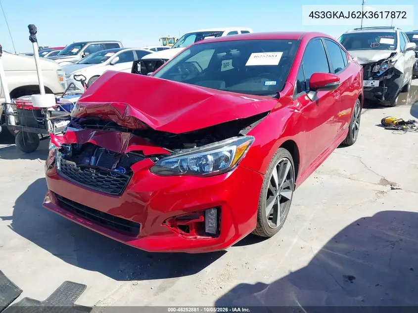 2019 SUBARU IMPREZA VIN 4S3GKAJ62K3617872 — фото 2