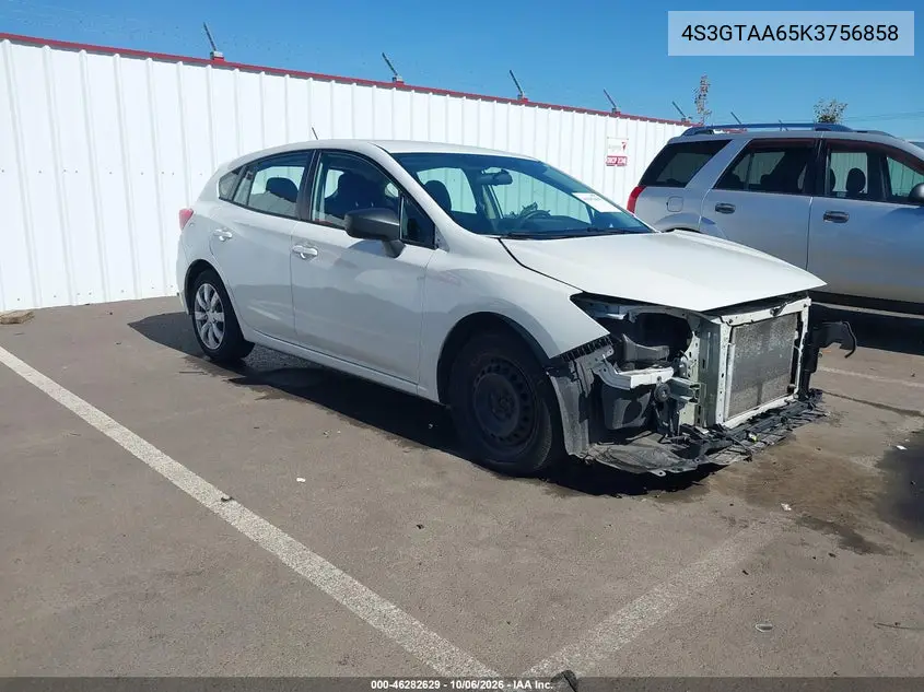 SUBARU IMPREZA 2019, VIN 4S3GTAA65K3756858