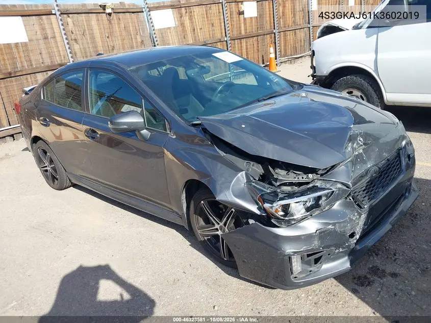 SUBARU IMPREZA 2019, VIN 4S3GKAJ61K3602019