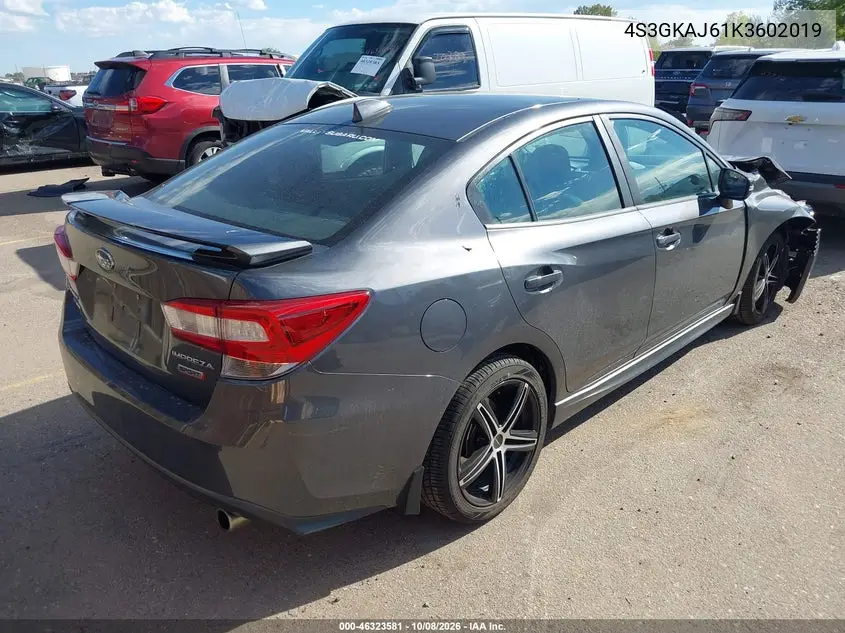 2019 SUBARU IMPREZA VIN 4S3GKAJ61K3602019 — фото 4