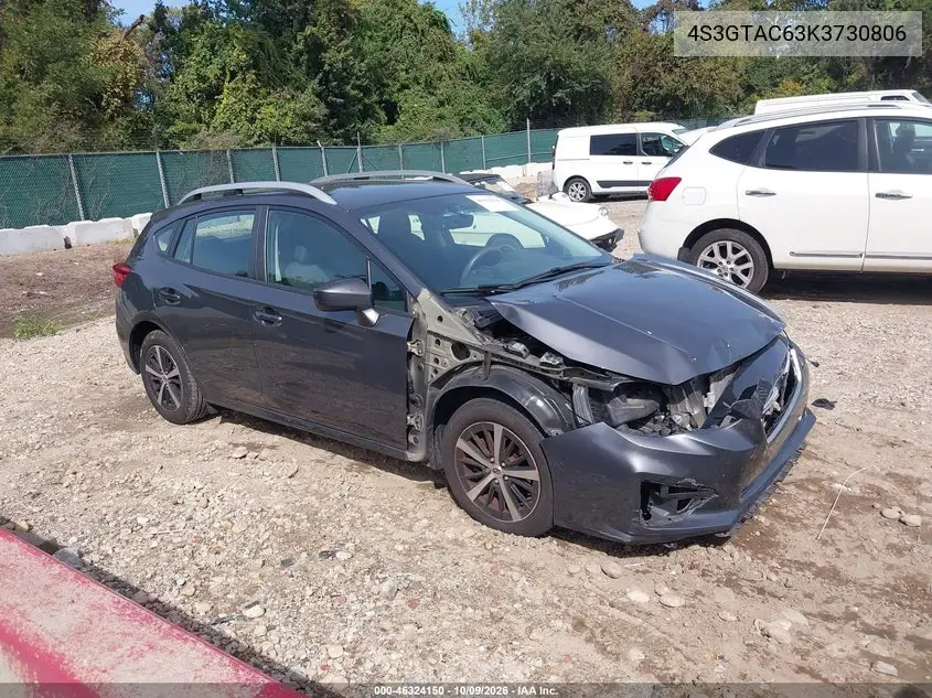 SUBARU IMPREZA 2019, VIN 4S3GTAC63K3730806
