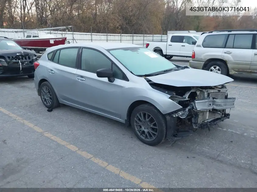 SUBARU IMPREZA 2019, VIN 4S3GTAB60K3716041