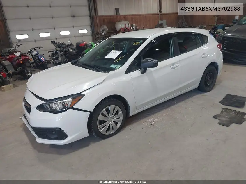 2021 SUBARU IMPREZA VIN 4S3GTAB6XM3702988 — фото 2