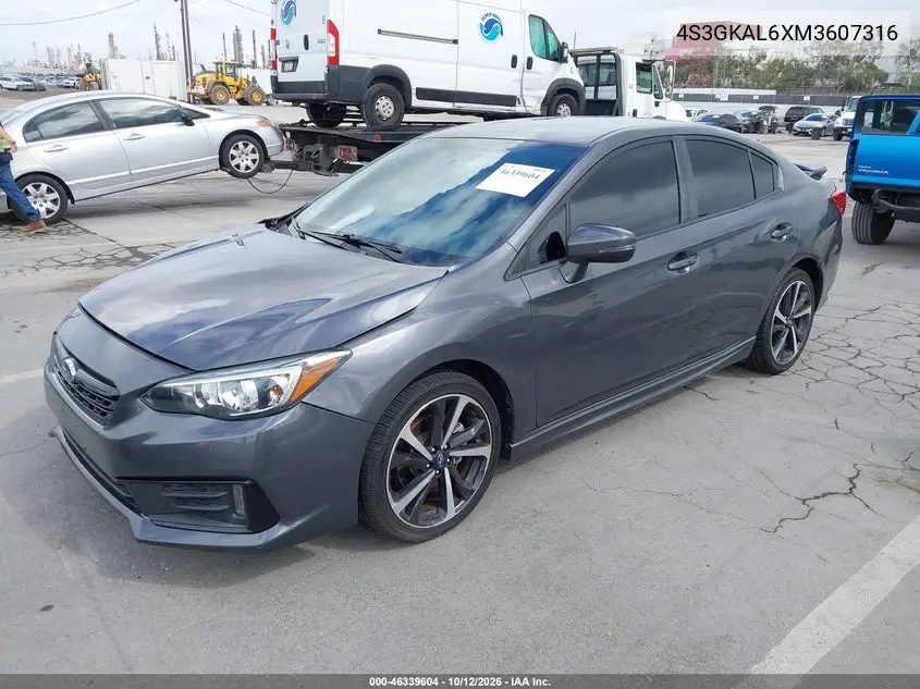 2021 SUBARU IMPREZA VIN 4S3GKAL6XM3607316 — фото 2
