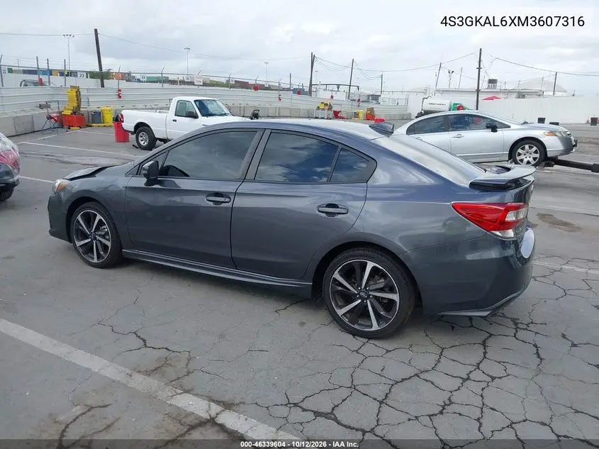 2021 SUBARU IMPREZA VIN 4S3GKAL6XM3607316 — фото 3