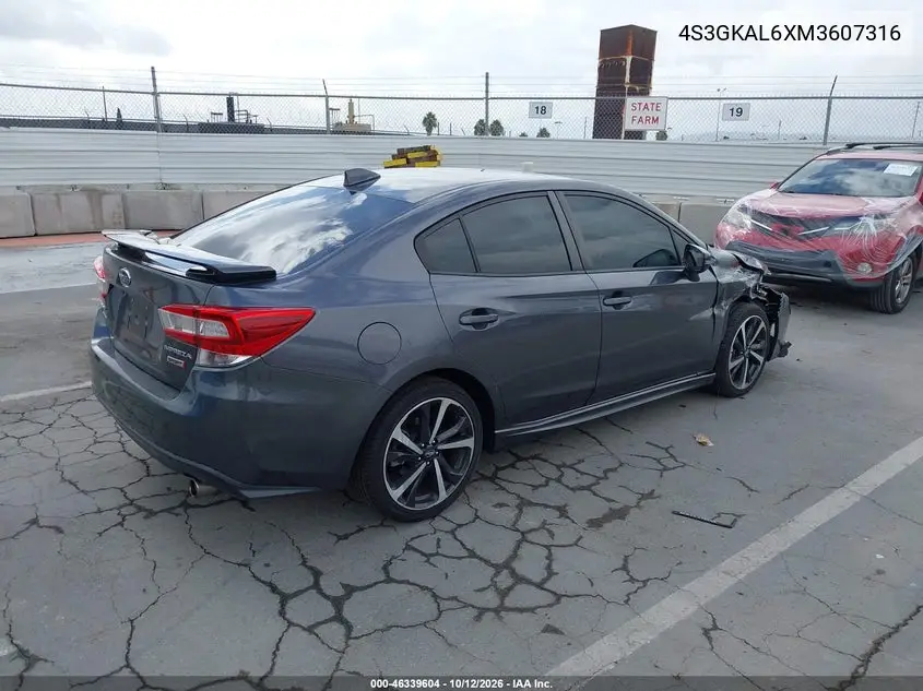 2021 SUBARU IMPREZA VIN 4S3GKAL6XM3607316 — фото 4