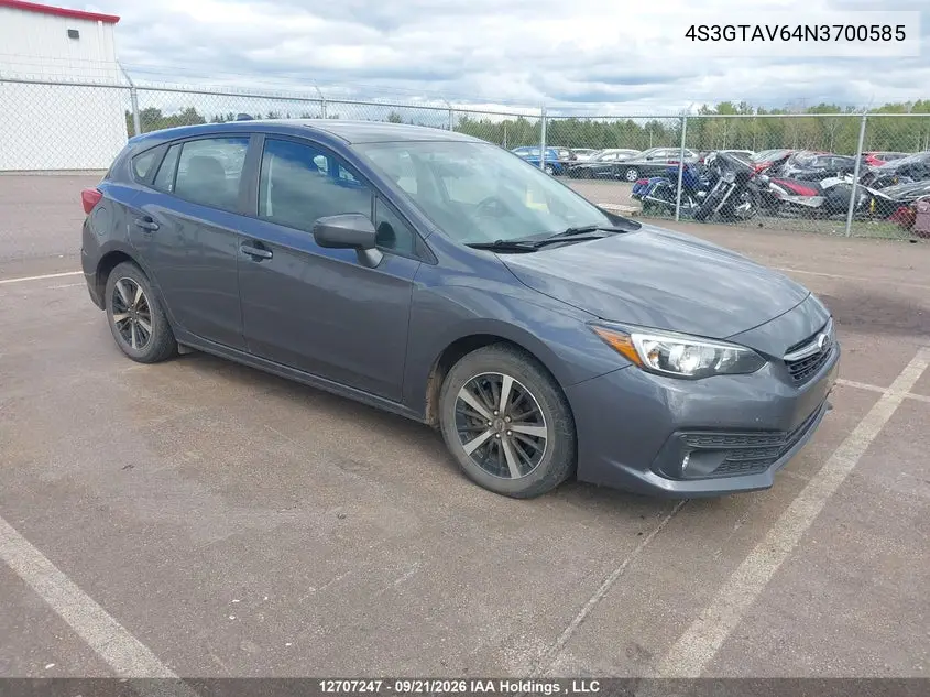 SUBARU IMPREZA 2022, VIN 4S3GTAV64N3700585