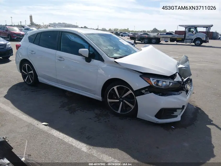 SUBARU IMPREZA 2022, VIN 4S3GTAM6XN3711026