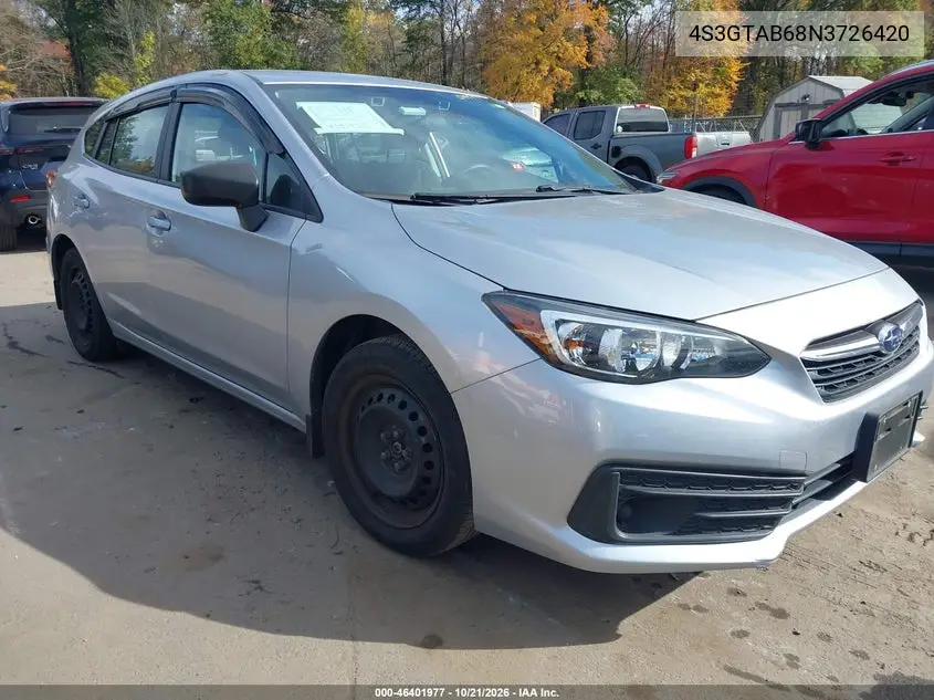 SUBARU IMPREZA 2022, VIN 4S3GTAB68N3726420