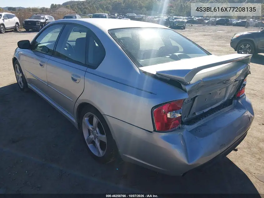2007 SUBARU LEGACY VIN 4S3BL616X77208135 — фото 3