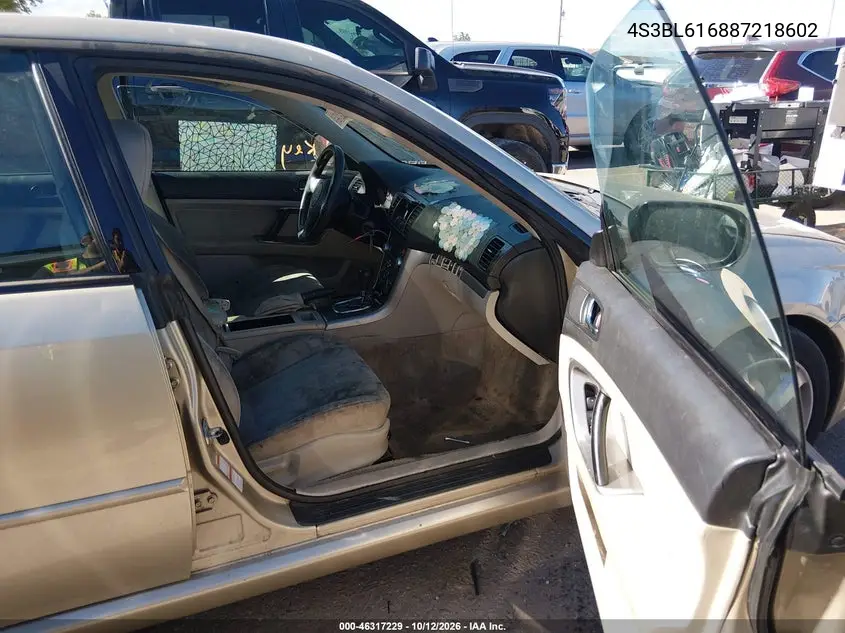 2008 SUBARU LEGACY VIN 4S3BL616887218602 — фото 5