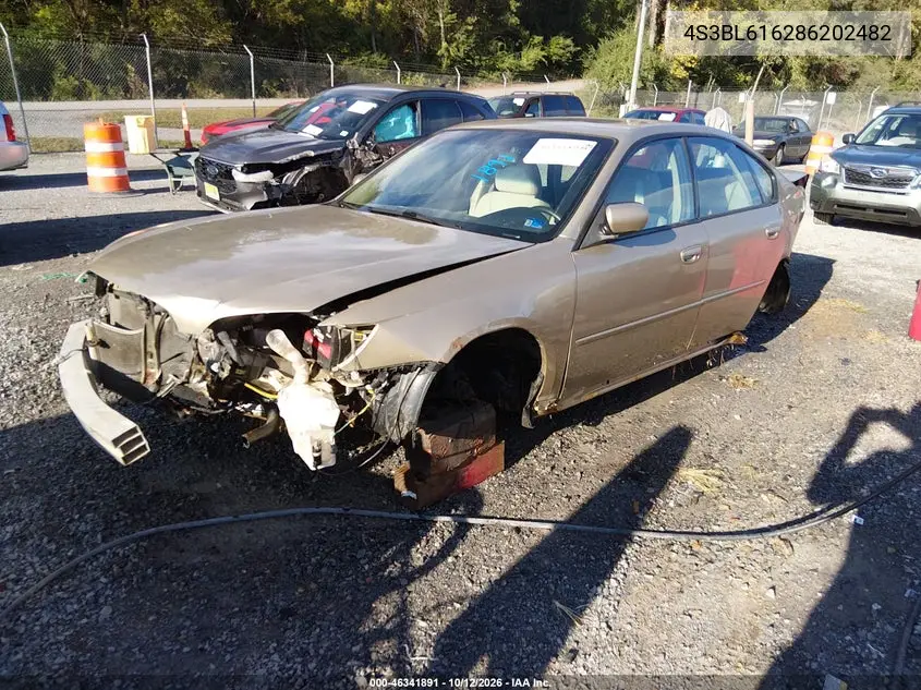 2008 SUBARU LEGACY VIN 4S3BL616286202482 — фото 2