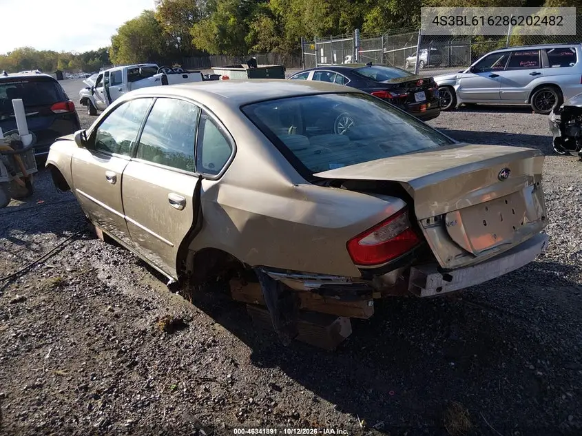 2008 SUBARU LEGACY VIN 4S3BL616286202482 — фото 3