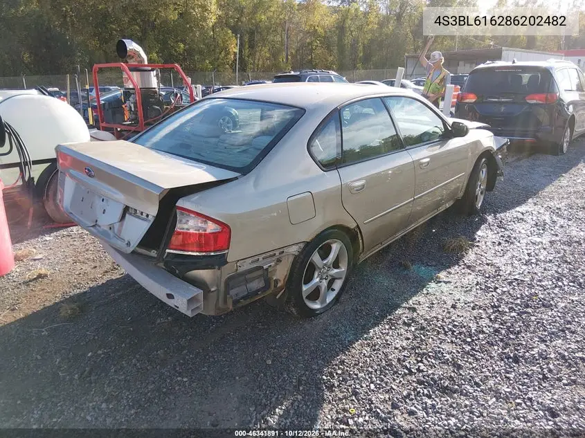 2008 SUBARU LEGACY VIN 4S3BL616286202482 — фото 4
