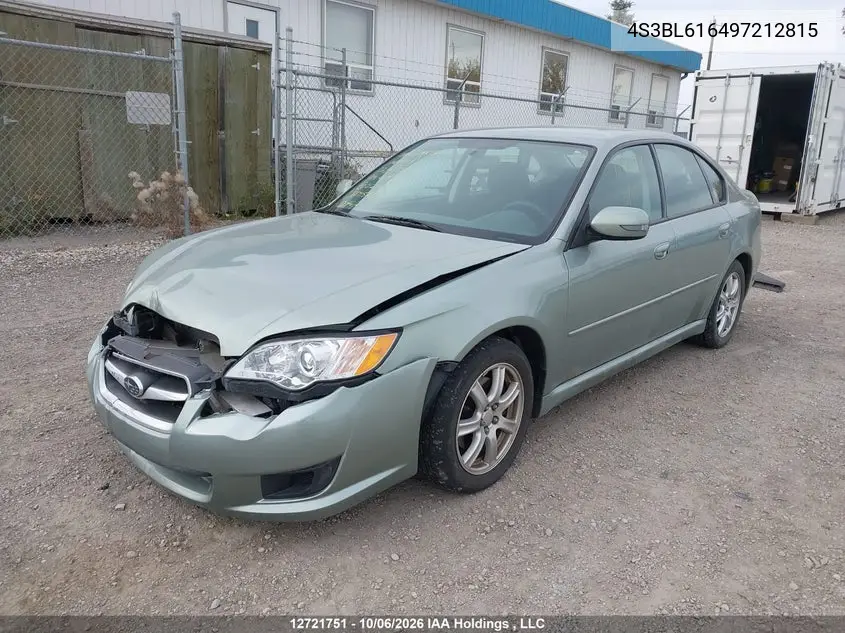 2009 SUBARU LEGACY VIN 4S3BL616497212815 — фото 2