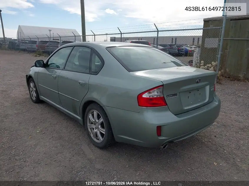 2009 SUBARU LEGACY VIN 4S3BL616497212815 — фото 3