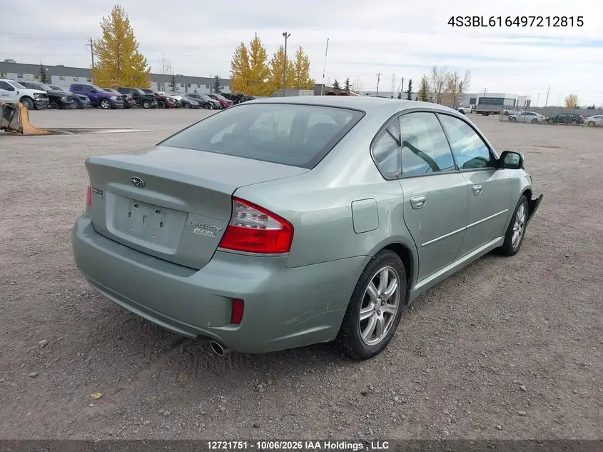 2009 SUBARU LEGACY VIN 4S3BL616497212815 — фото 4