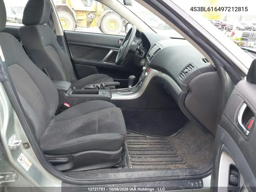 2009 SUBARU LEGACY VIN 4S3BL616497212815 — фото 5
