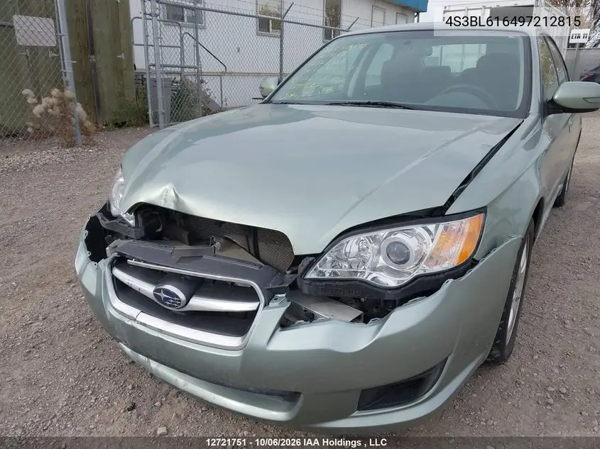 2009 SUBARU LEGACY VIN 4S3BL616497212815 — фото 6