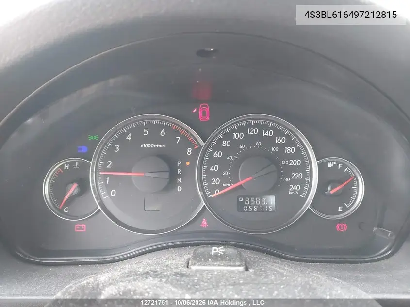 2009 SUBARU LEGACY VIN 4S3BL616497212815 — фото 7
