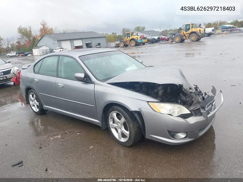 SUBARU LEGACY 2009, VIN 4S3BL626297218403