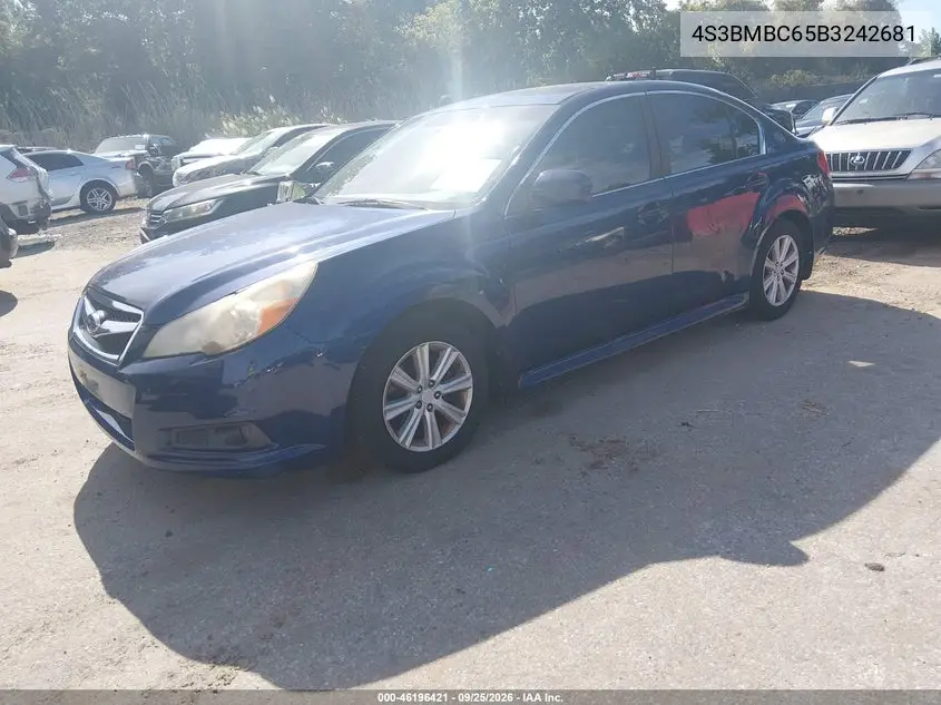 2011 SUBARU LEGACY VIN 4S3BMBC65B3242681 — фото 2