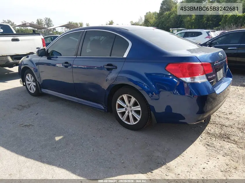 2011 SUBARU LEGACY VIN 4S3BMBC65B3242681 — фото 3