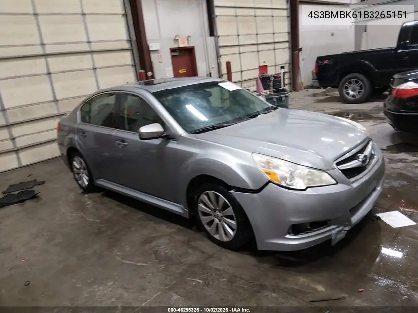 SUBARU LEGACY 2011, VIN 4S3BMBK61B3265151