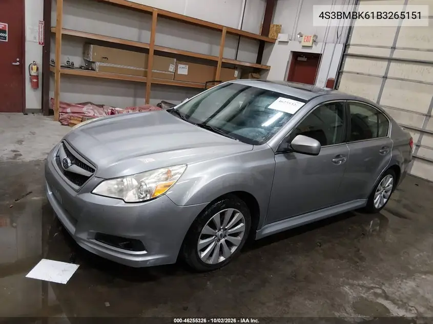 2011 SUBARU LEGACY VIN 4S3BMBK61B3265151 — фото 2
