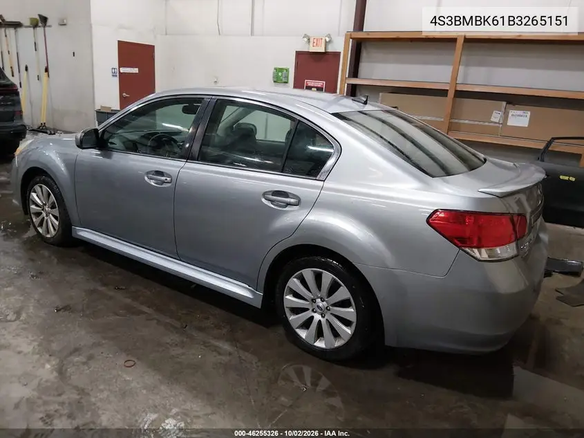 2011 SUBARU LEGACY VIN 4S3BMBK61B3265151 — фото 3
