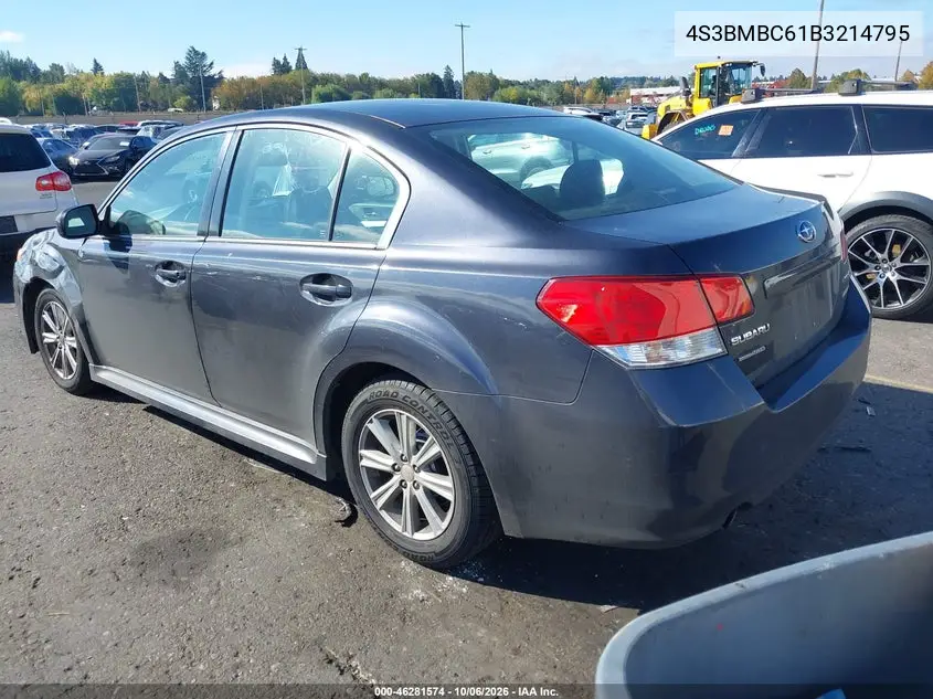2011 SUBARU LEGACY VIN 4S3BMBC61B3214795 — фото 3