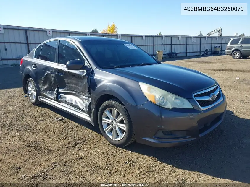 SUBARU LEGACY 2011, VIN 4S3BMBG64B3260079