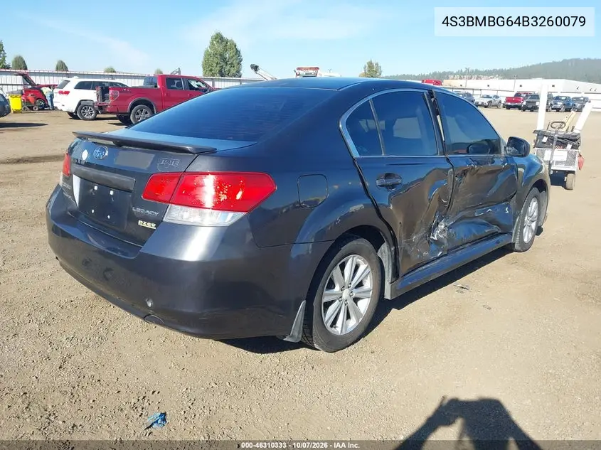 2011 SUBARU LEGACY VIN 4S3BMBG64B3260079 — фото 4