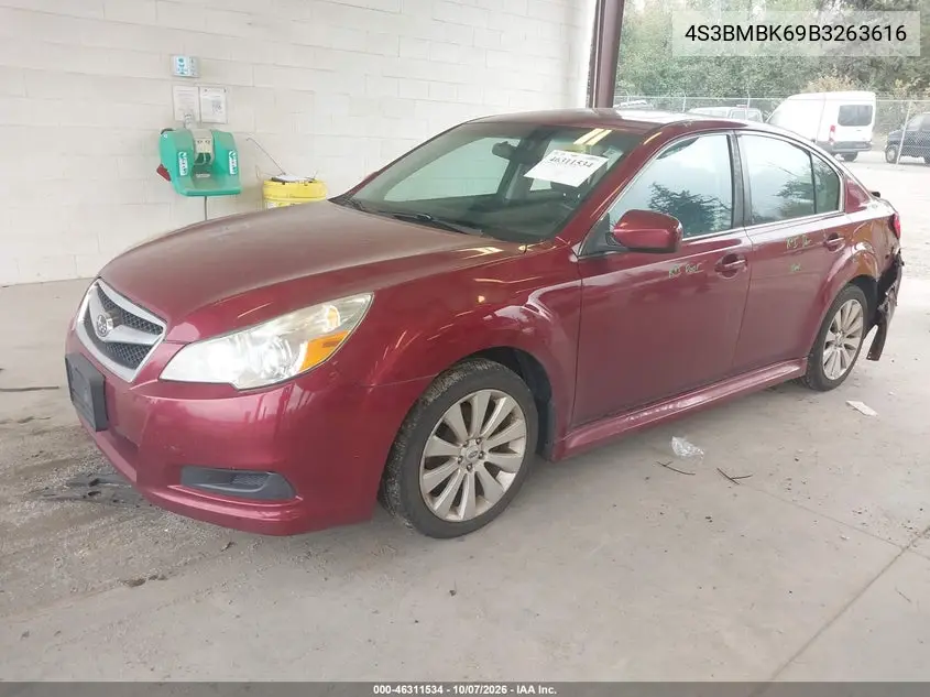 2011 SUBARU LEGACY VIN 4S3BMBK69B3263616 — фото 2