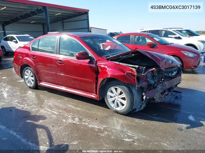 SUBARU LEGACY 2012, VIN 4S3BMCG6XC3017139