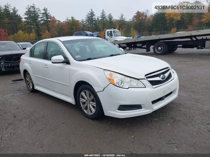 SUBARU LEGACY 2012, VIN 4S3BMBC61C3002531