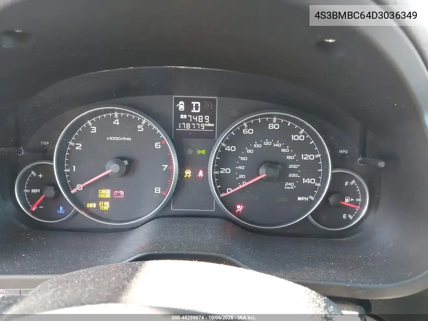2013 SUBARU LEGACY VIN 4S3BMBC64D3036349 — фото 7