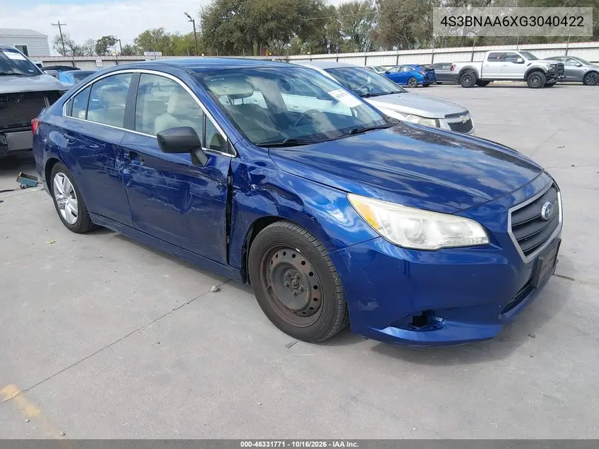 SUBARU LEGACY 2016, VIN 4S3BNAA6XG3040422