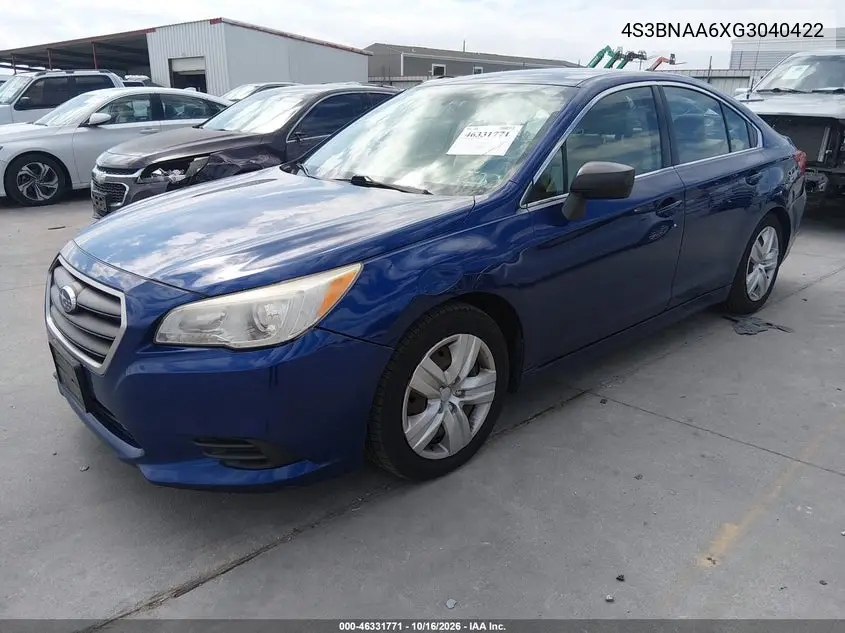 2016 SUBARU LEGACY VIN 4S3BNAA6XG3040422 — фото 2
