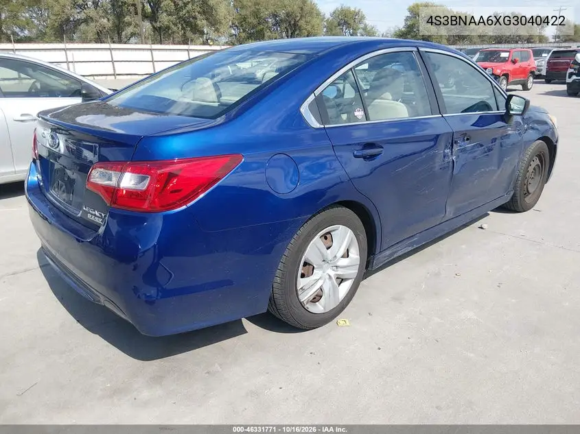 2016 SUBARU LEGACY VIN 4S3BNAA6XG3040422 — фото 4