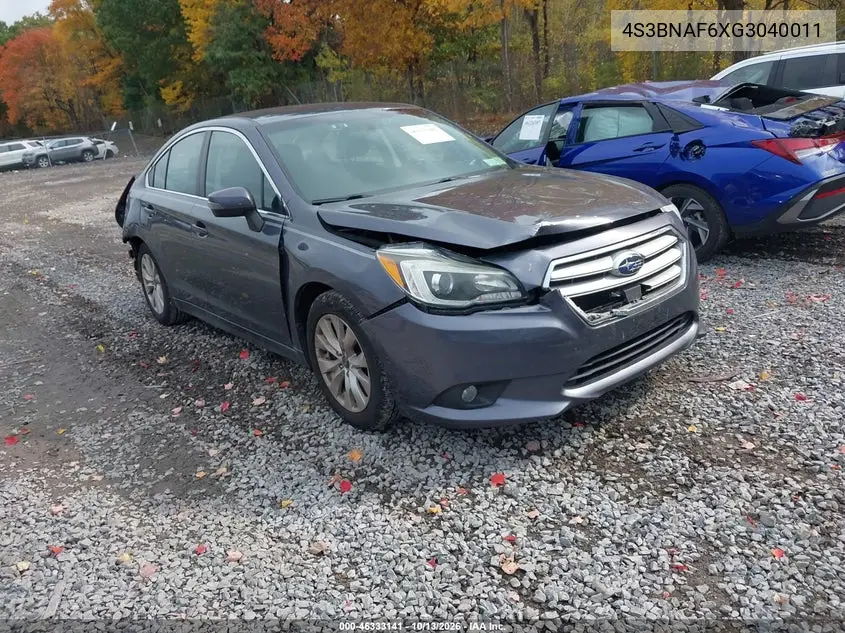 SUBARU LEGACY 2016, VIN 4S3BNAF6XG3040011