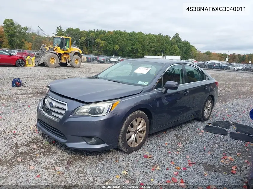 2016 SUBARU LEGACY VIN 4S3BNAF6XG3040011 — фото 2