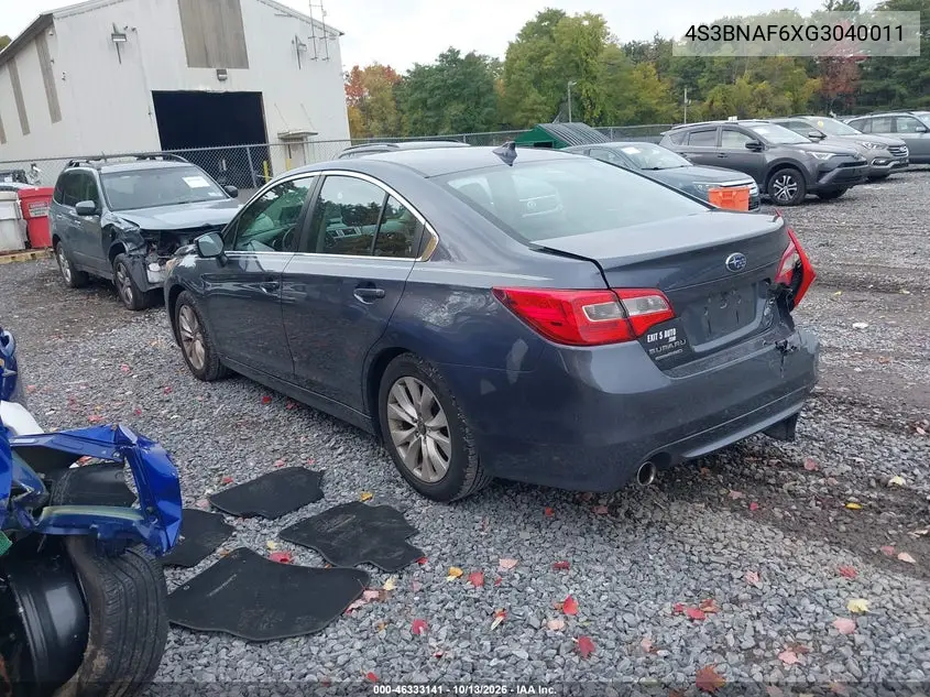 2016 SUBARU LEGACY VIN 4S3BNAF6XG3040011 — фото 3