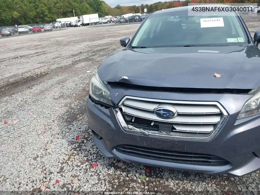 2016 SUBARU LEGACY VIN 4S3BNAF6XG3040011 — фото 6