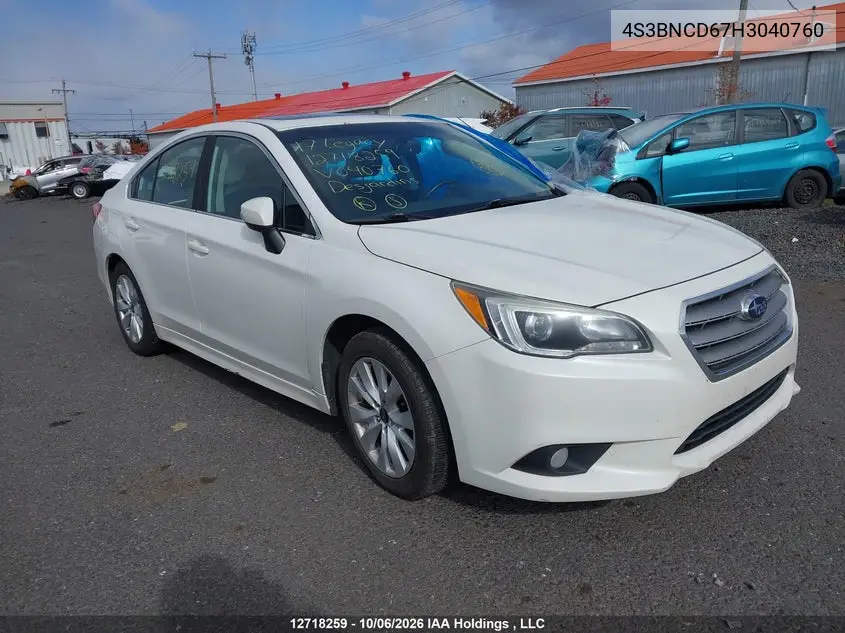 SUBARU LEGACY 2017, VIN 4S3BNCD67H3040760